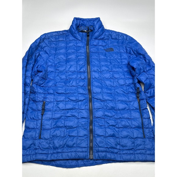 The North Face Boys Thermoball Full Zip Puffer Jacket Blue Quilted Coat boys L - Picture 1 of 9